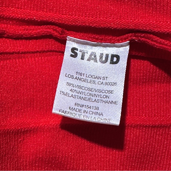 Staud Ellison Pleat Effect Sweater Dress, Red, Size M - Picture 9 of 10
